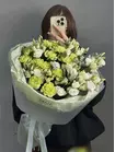 Купить Дуобукет из белой эустомы и фисташковых гвоздик в Томске