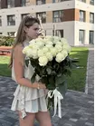 Купить Букет из 25 белых роз 70 см в Томске