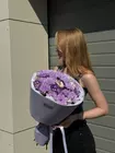 Купить Дуобукет из окрашенной фиолетовой хризантемы и эустомы в Томске