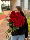 Купить Монобукет из 21 бордовой розы 60 см в Томске