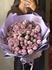 Купить Букет из 51 лавандового пионовидного тюльпана с ваксфлауэром в Томске