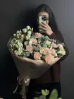 Купить Дуобукет из белой эустомы и персиковых гвоздик в Томске