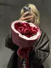 Купить букет из 5 бордовых пионов Red Charm в Томске