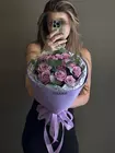 Купить букет из сиреневых роз с эвкалиптом в Томске
