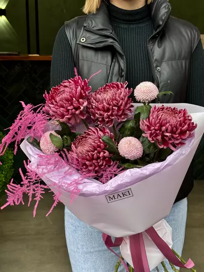 Заказать Дуобукет из одиночных хризантем "Лацерта" в Томске
