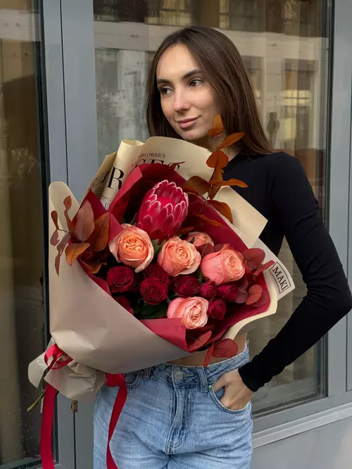 Купить Сборный букет с протеей "Осенняя рапсодия" в Томске