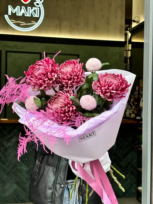 Купить Дуобукет из одиночных хризантем "Лацерта" в Томске с доставкой по городу