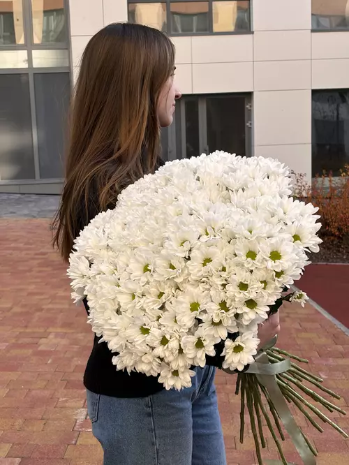 Заказать Букет из 25 ромашковых кустовых хризантем в Томске