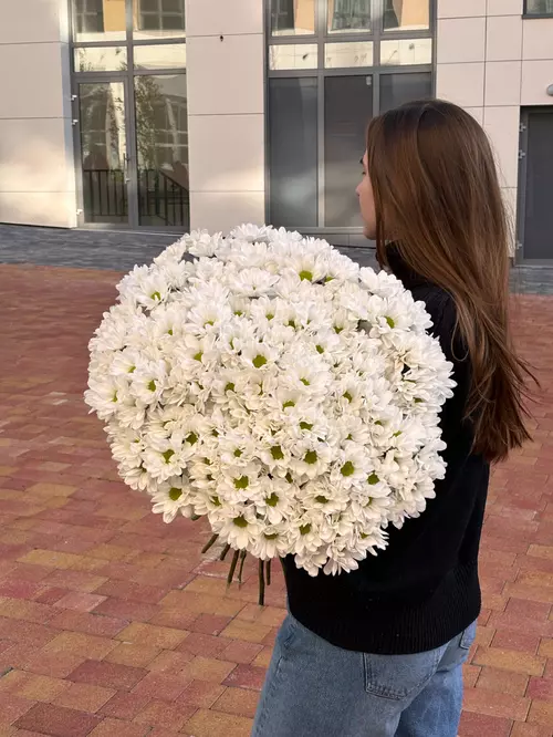 Купить Букет из 25 ромашковых кустовых хризантем в Томске